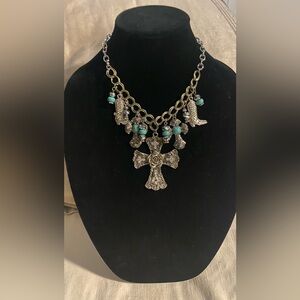 Western-style Turquoise Cross Necklace